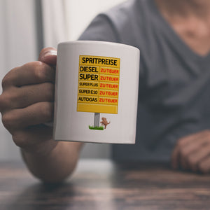 Spritpreise Anzeigetafel Kaffeebecher für Autofahrer