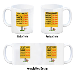 Spritpreise Anzeigetafel Kaffeebecher für Autofahrer