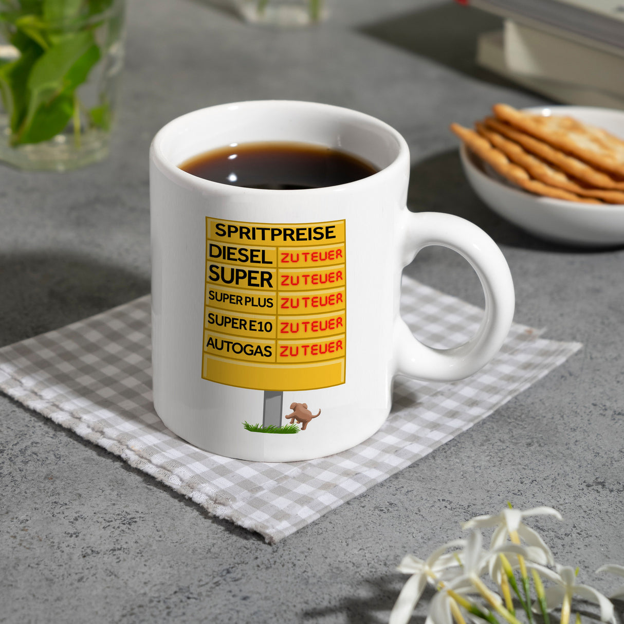 Spritpreise Anzeigetafel Kaffeebecher für Autofahrer