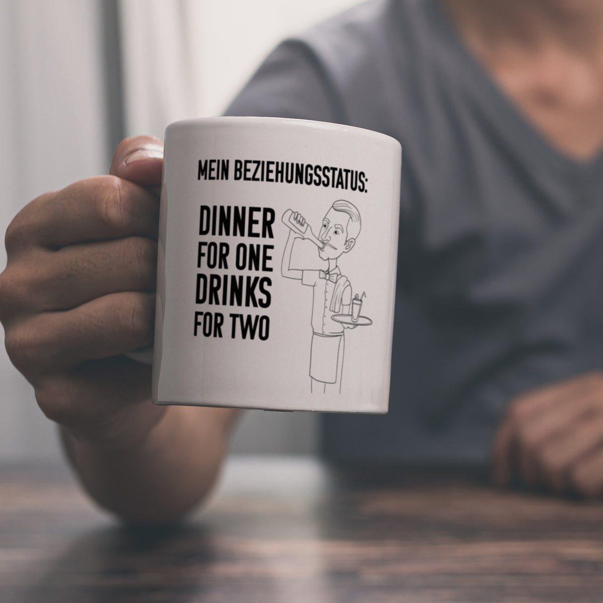 Beziehungsstatus: Dinner for one, Drinks for two Kaffeebecher
