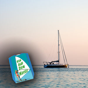 Surferin Parkscheibe mit Spruch auf dem Segel - Bin auf dem Wasser