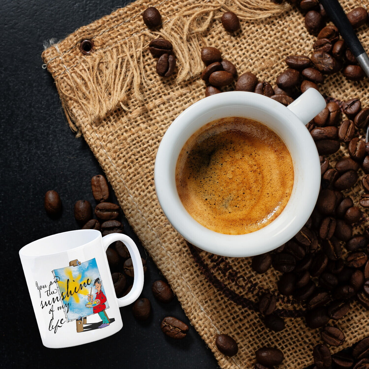 You are the sunshine of my life Kaffeebecher mit Staffelei Motiv