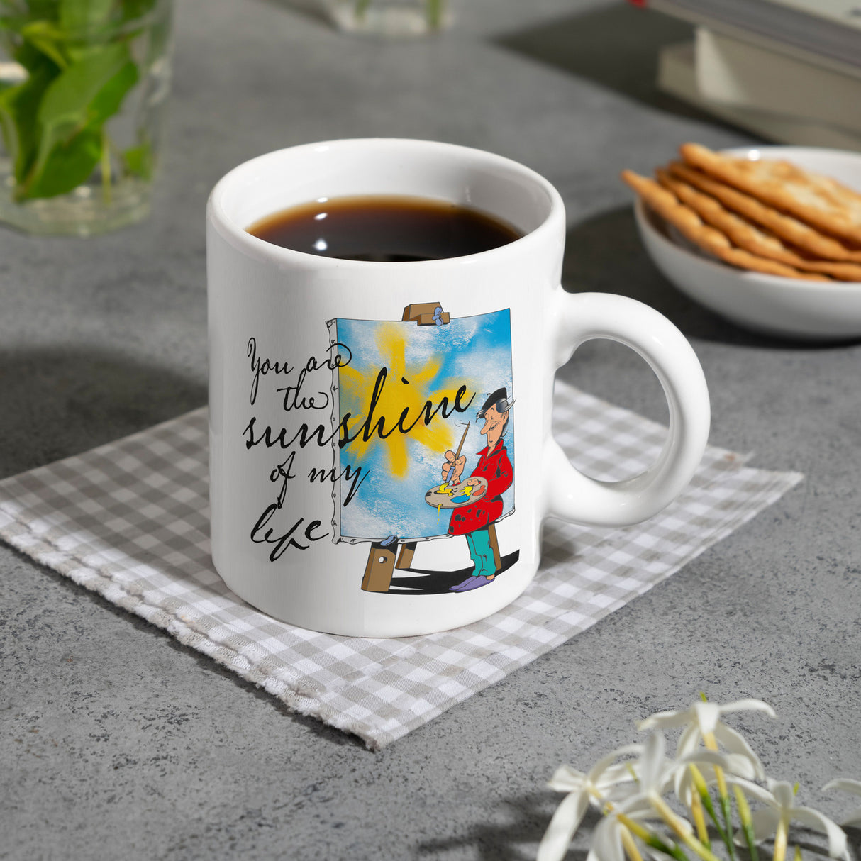 You are the sunshine of my life Kaffeebecher mit Staffelei Motiv