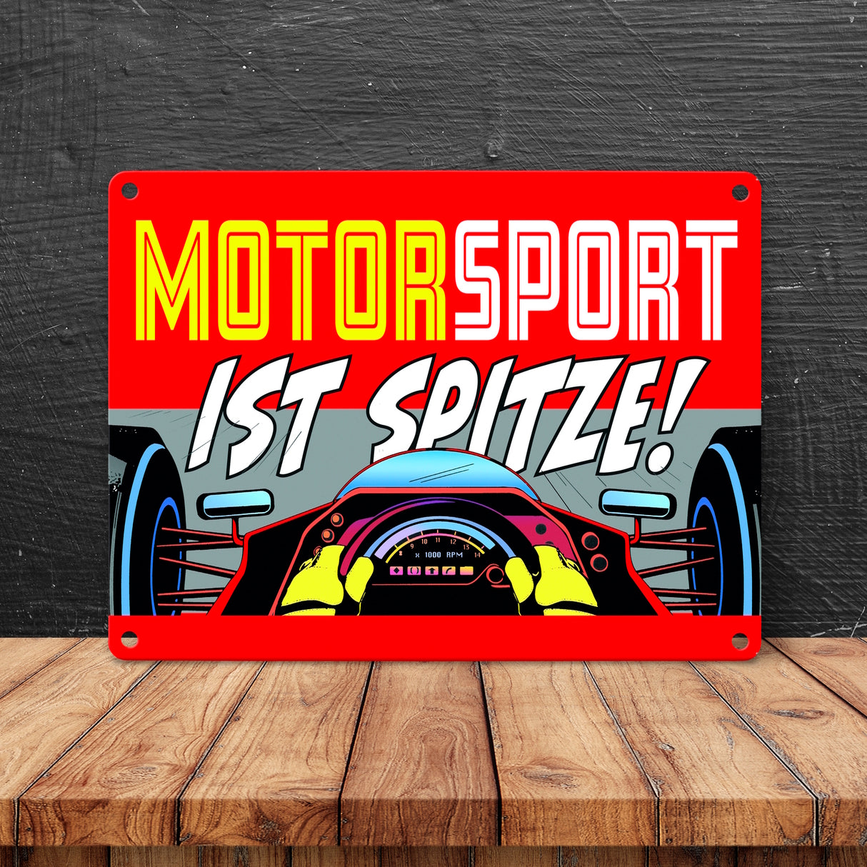 Motorsport ist spitze! Rennwagen Metallschild