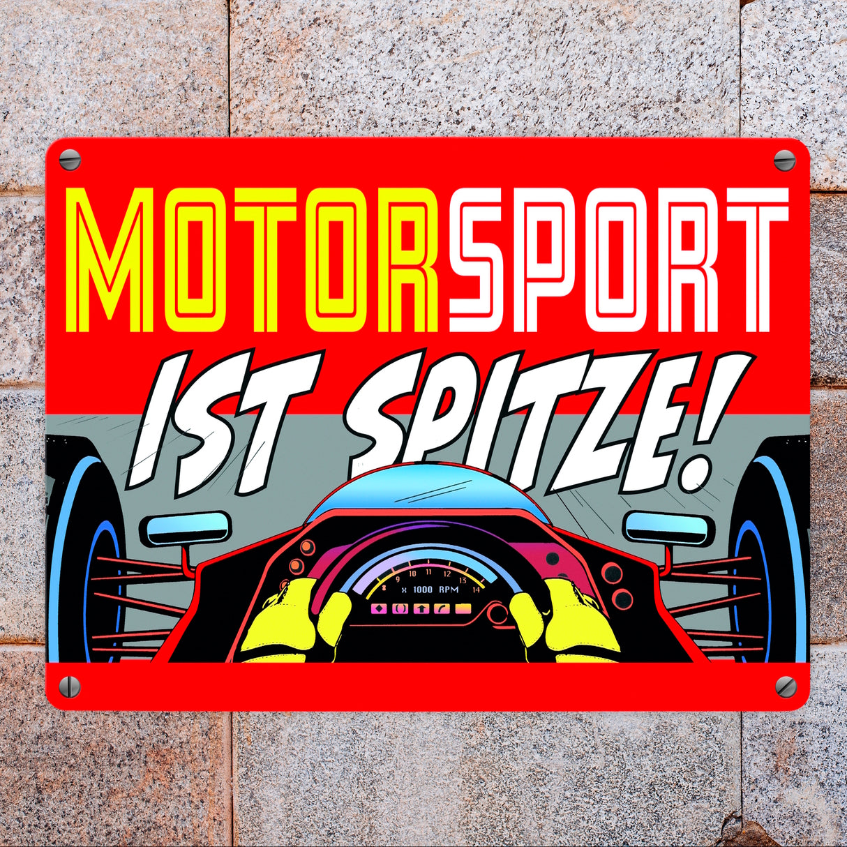 Motorsport ist spitze! Rennwagen Metallschild