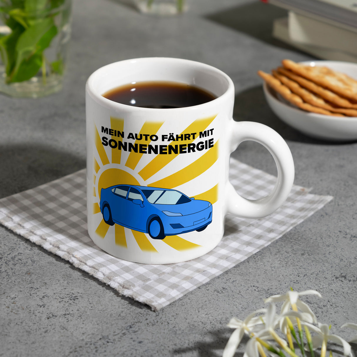 Mein Auto fährt mit Sonnenenergie Kaffeebecher