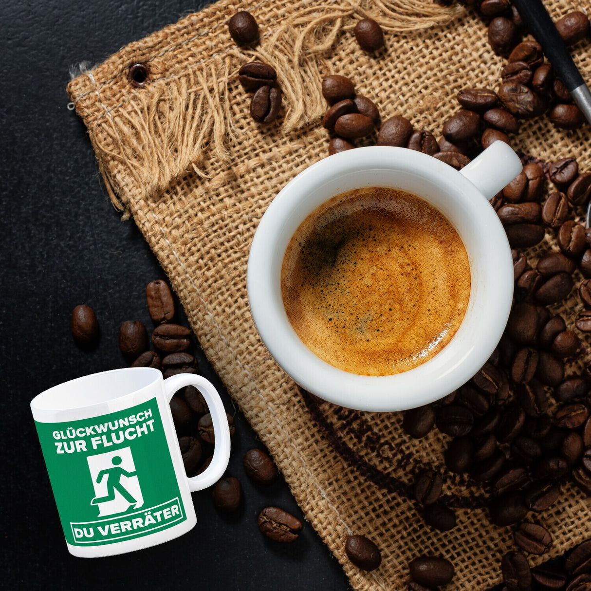 Glückwunsch zur Flucht du Verräter Kaffeebecher