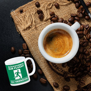 Glückwunsch zur Flucht du Verräter Kaffeebecher