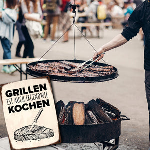Grillen ist auch irgendwie kochen Metallschild mit Steak Motiv