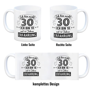 Kaffeebecher für den 30. Geburtstag mit Motiv: Erfahrung