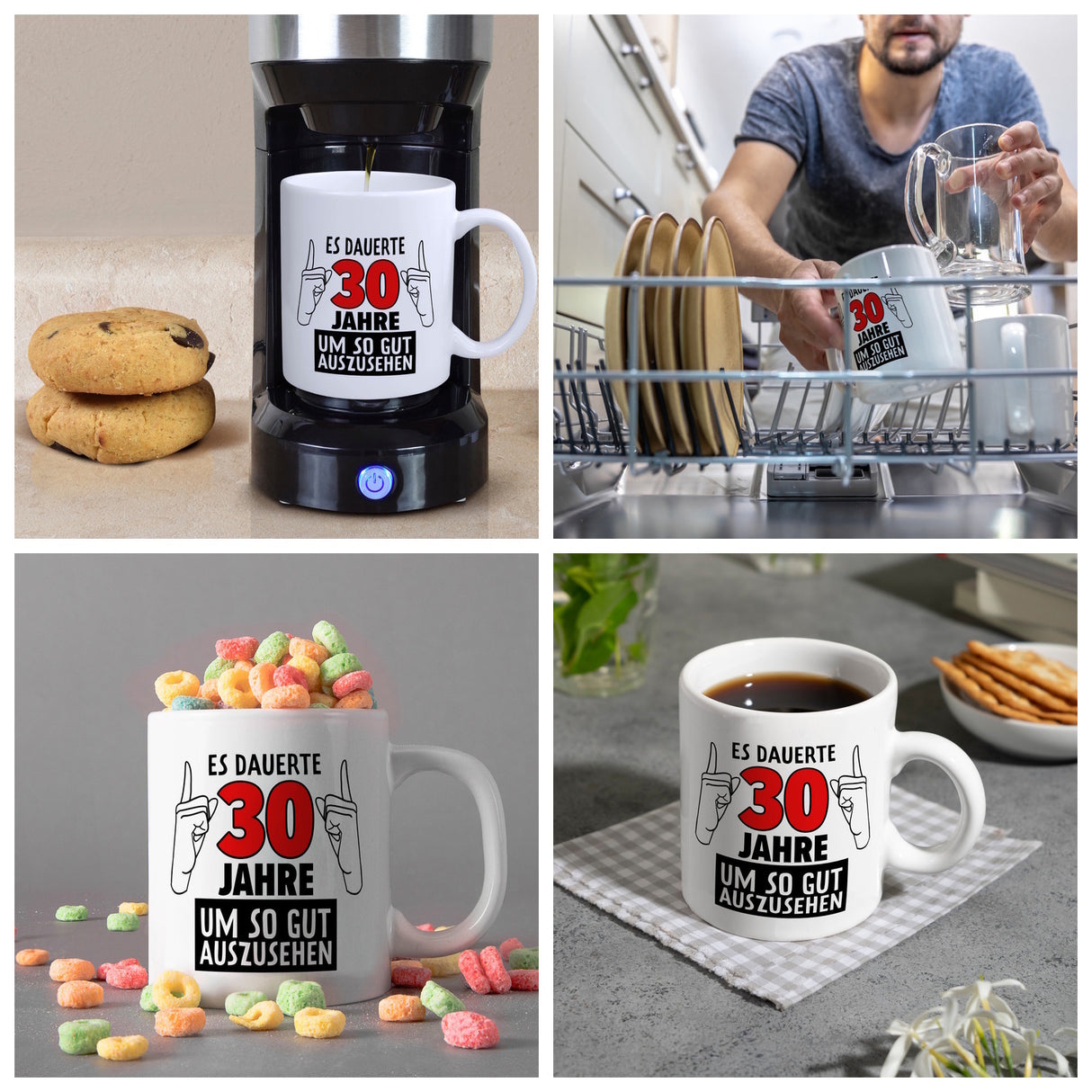Kaffeebecher für den 30. Geburtstag mit Motiv: Gut aussehen