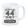 Witziger Kaffeebecher für den 44. Geburtstag mit Motiv: Erfahrung