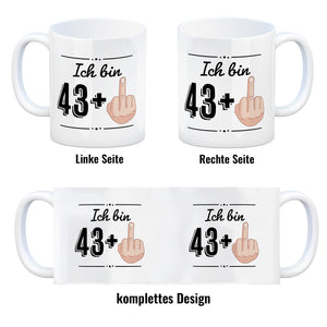 Witziger Kaffeebecher für den 44. Geburtstag mit Motiv: Mittelfinger