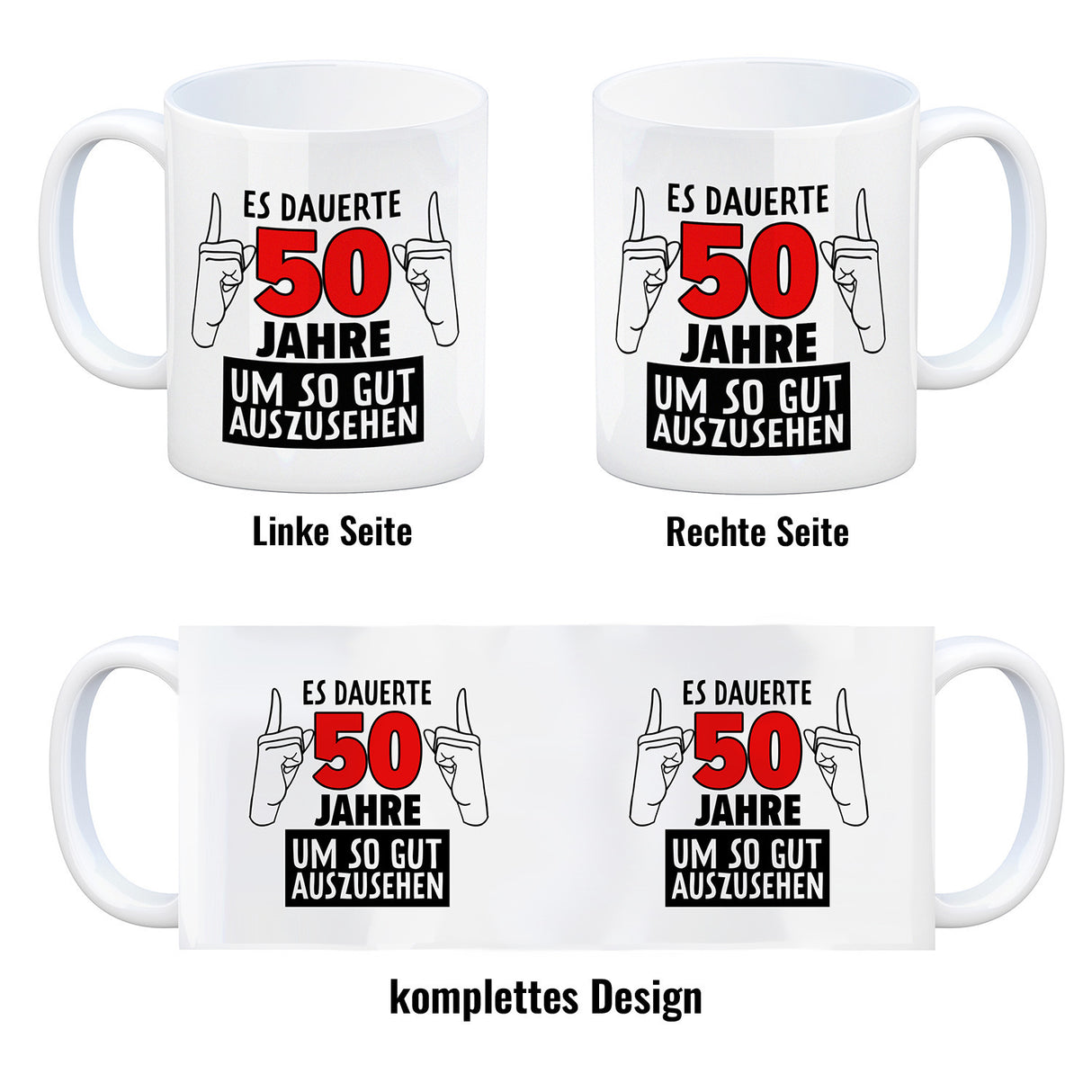 Witziger Kaffeebecher für den 50. Geburtstag mit Motiv: Gutes Aussehen