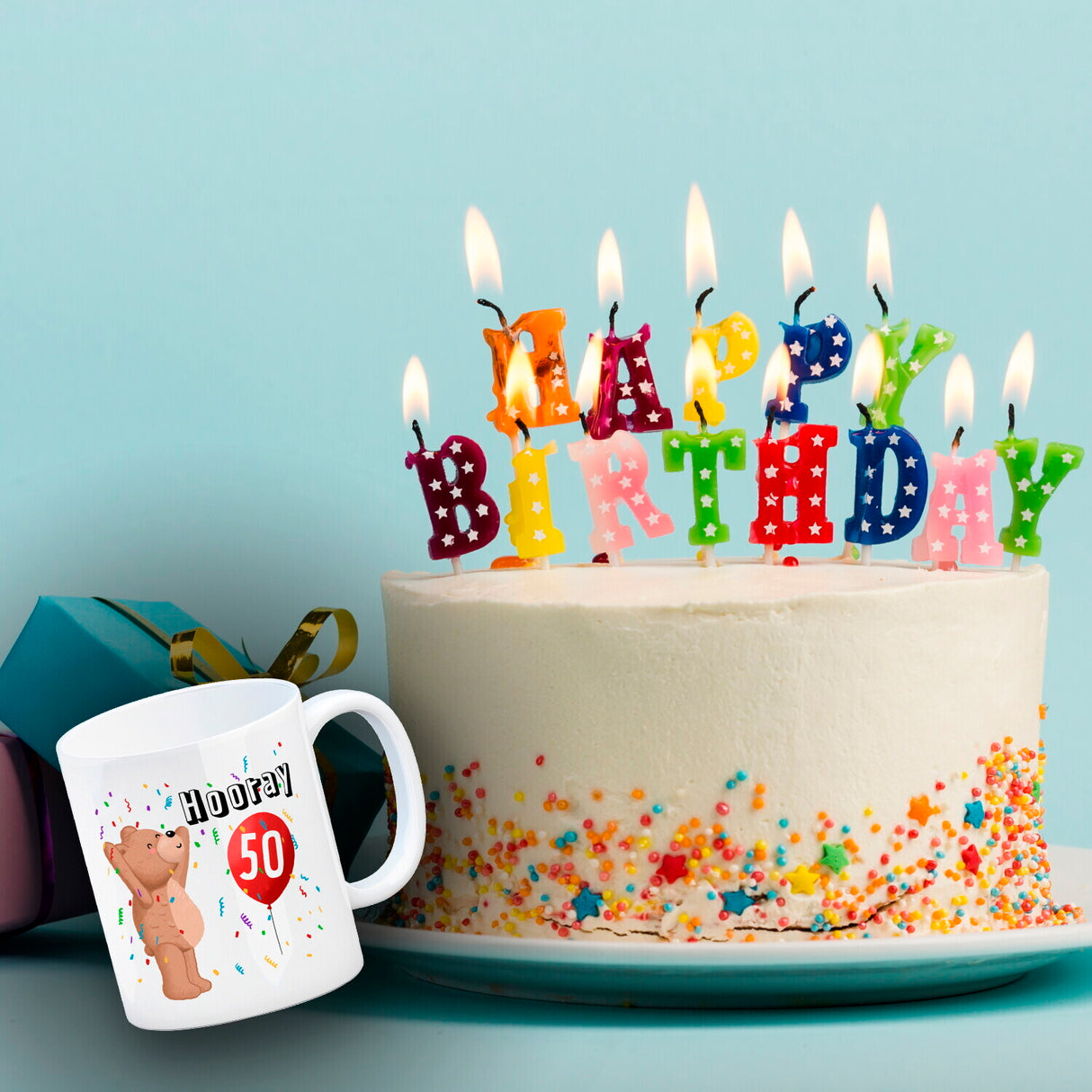Witziger Kaffeebecher für den 50. Geburtstag mit Motiv: Hooray