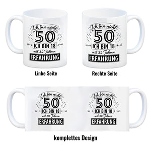 Witziger Kaffeebecher für den 50. Geburtstag mit Motiv: Erfahrung