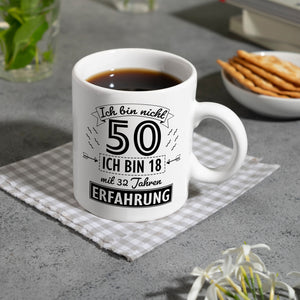 Witziger Kaffeebecher für den 50. Geburtstag mit Motiv: Erfahrung