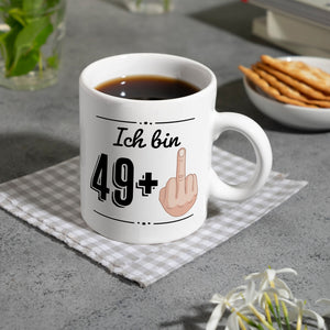 Witziger Kaffeebecher für den 50. Geburtstag mit Motiv: Mittelfinger