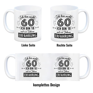 Witziger Kaffeebecher für den 60. Geburtstag mit Motiv: Erfahrung