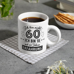 Witziger Kaffeebecher für den 60. Geburtstag mit Motiv: Erfahrung
