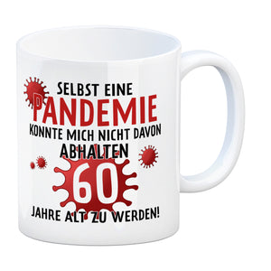 Witziger Kaffeebecher für den 60. Geburtstag mit Motiv: Pandemie