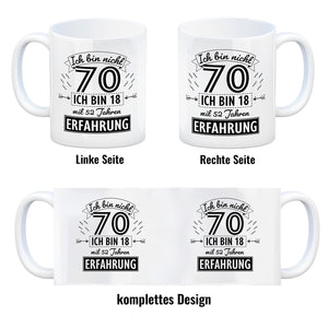 Witziger Kaffeebecher für den 70. Geburtstag mit Motiv: Erfahrung