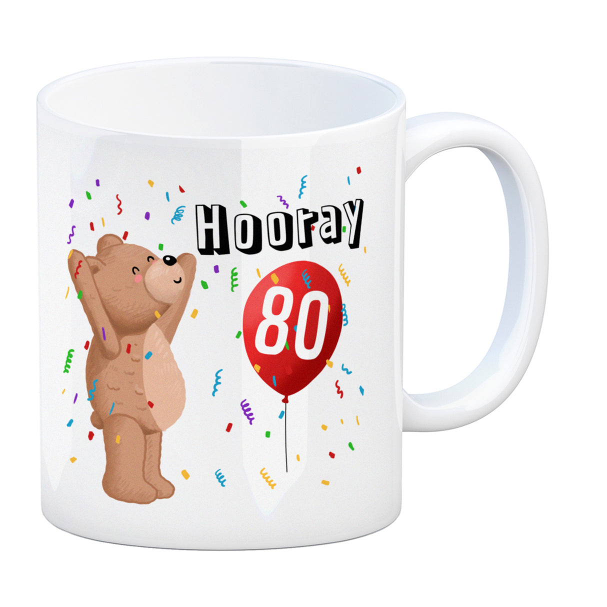 Witziger Kaffeebecher für den 80. Geburtstag mit Motiv: Hooray
