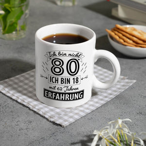 Witziger Kaffeebecher für den 80. Geburtstag mit Motiv: Erfahrung