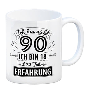 Witziger Kaffeebecher für den 90. Geburtstag mit Motiv: Erfahrung