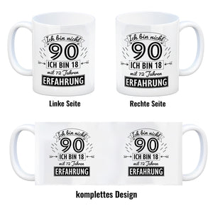 Witziger Kaffeebecher für den 90. Geburtstag mit Motiv: Erfahrung