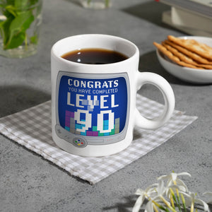 Witziger Kaffeebecher für den 90. Geburtstag mit Motiv: Gamer