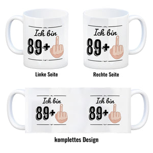 Witziger Kaffeebecher für den 90. Geburtstag mit Motiv: Mittelfinger