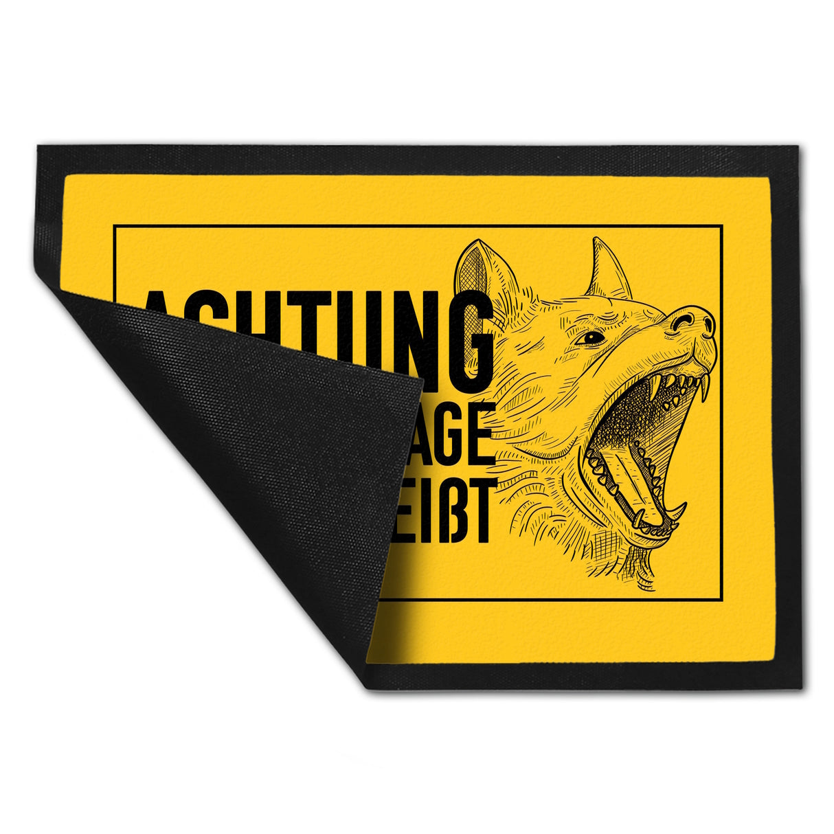 Achtung Alarmanlage bellt und beißt Fußmatte mit Hunde Motiv