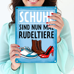 Schuhe sind nun mal Rudeltiere Metallschild für Frauen