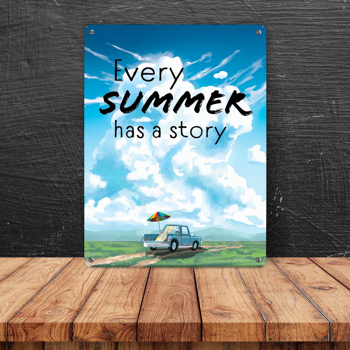 Every summer has a story Metallschild mit schöner Sommer Landschaft