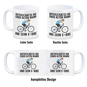 Unterschätze nie einen alten Mann und sein E-Bike Kaffeebecher