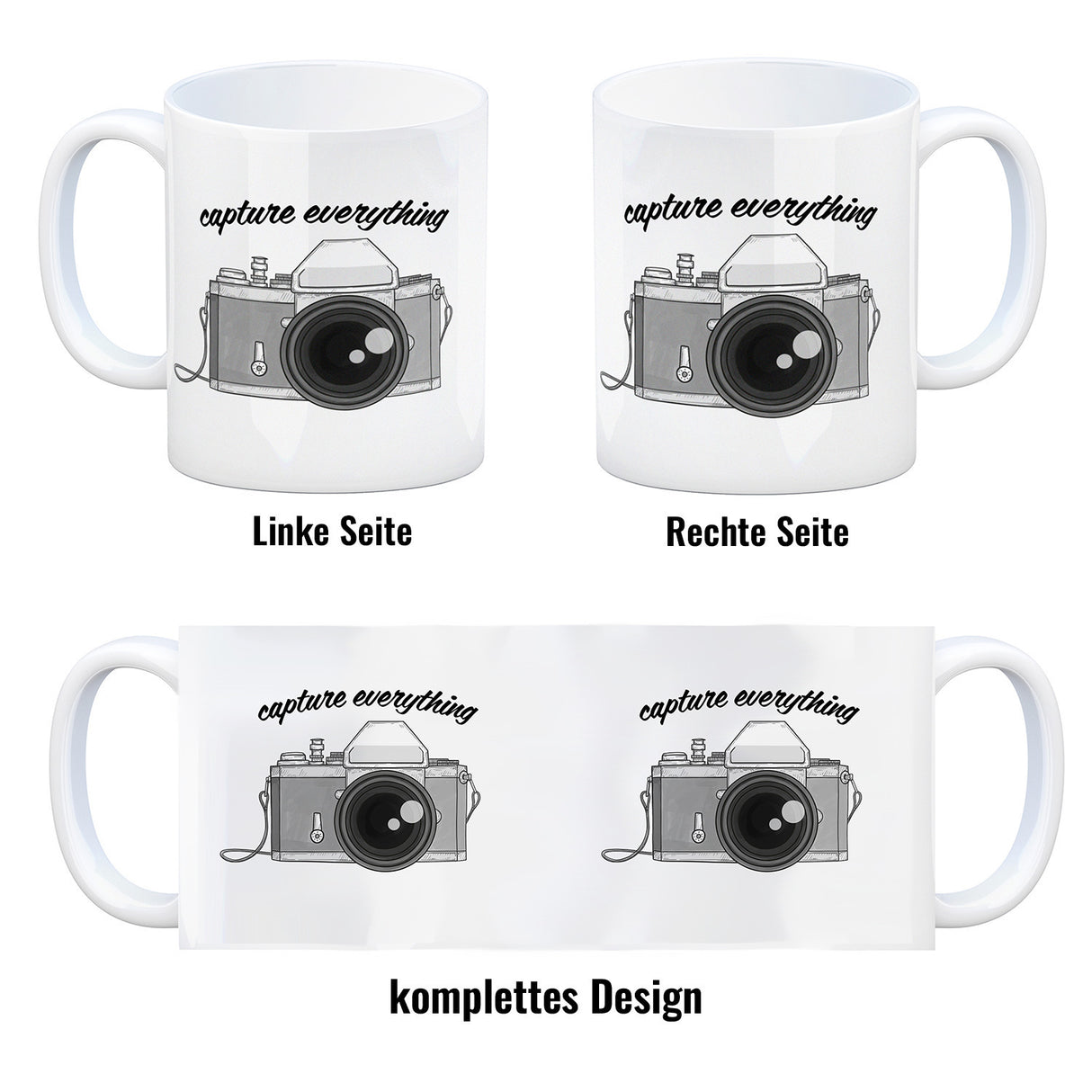 Capture everything Kaffeebecher mit Kamera Motiv für Fotografen