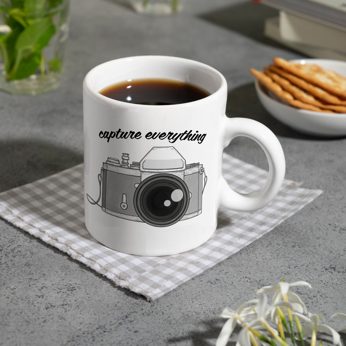Capture everything Kaffeebecher mit Kamera Motiv für Fotografen
