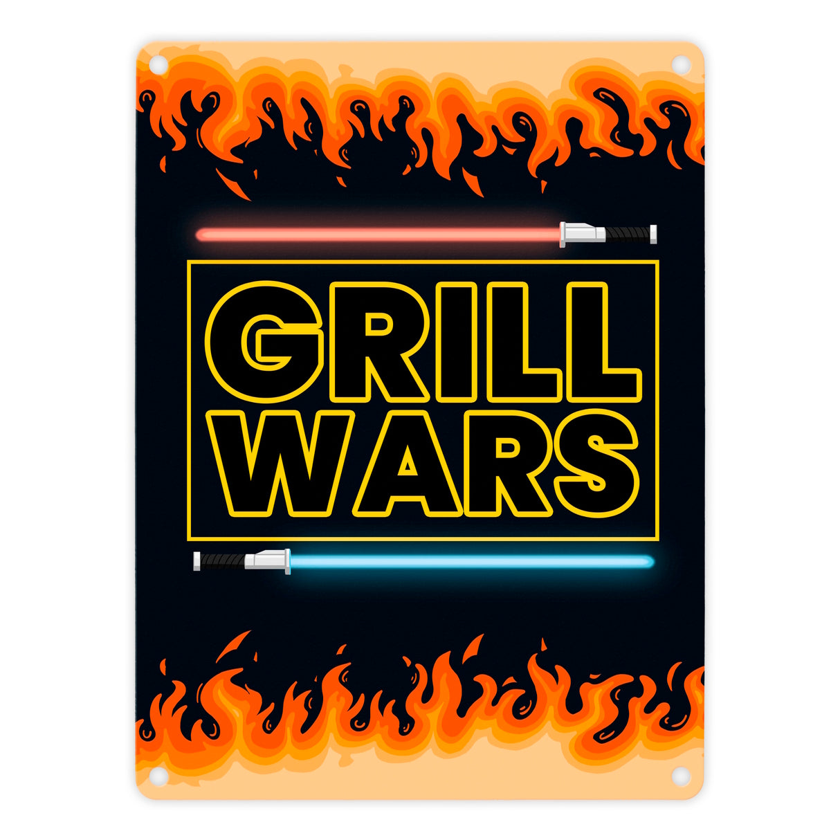 Grill Wars Metallschild für den Grill mit Laserschwert