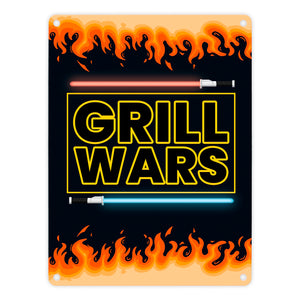 Grill Wars Metallschild für den Grill mit Laserschwert