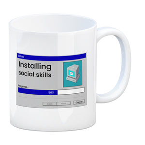 Installing social skills Kaffeebecher mit Computer Motiv