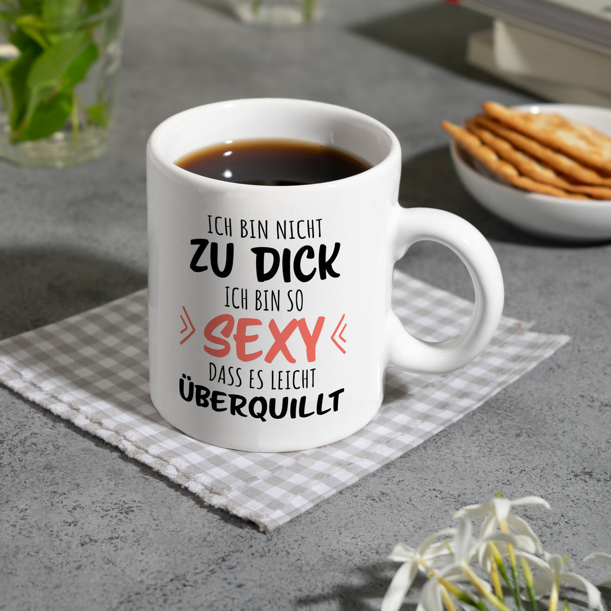 Ich bin nicht zu dick ich bin so sexy dass es leicht überquillt Kaffeebecher
