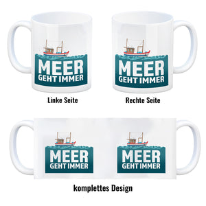 Meer geht immer Kaffeebecher mit Boot für Urlauber