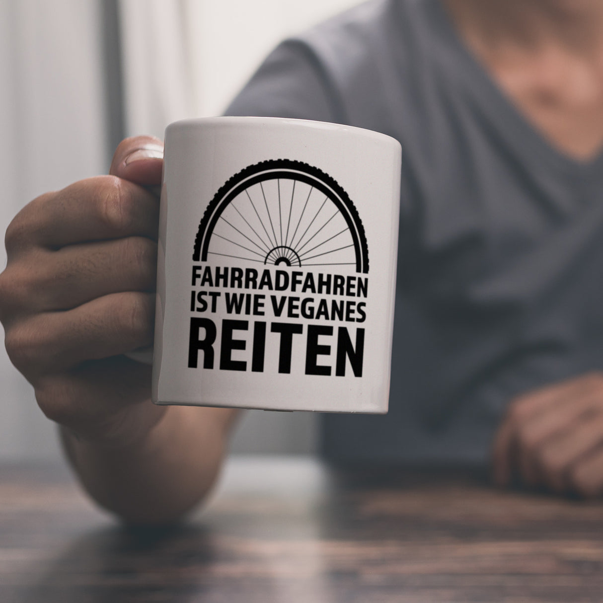 Fahrradfahren ist wie veganes Reiten Kaffeebecher für Radler
