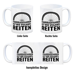 Fahrradfahren ist wie veganes Reiten Kaffeebecher für Radler