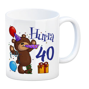 40. Geburtstag Kaffeebecher mit lustigem Spruch: Teddy