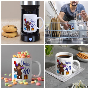 40. Geburtstag Kaffeebecher mit lustigem Spruch: Teddy