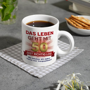 50. Geburtstag Kaffeebecher mit lustigem Spruch: Vorgeplänkel