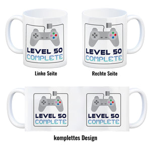 50. Geburtstag Kaffeebecher mit lustigem Spruch: Level 50
