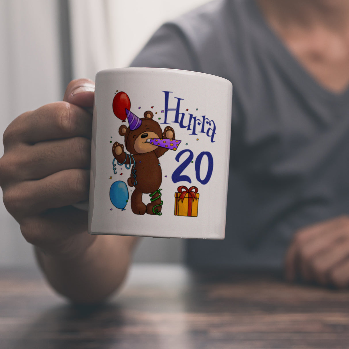 20. Geburtstag Kaffeebecher mit lustigem Spruch: Teddy